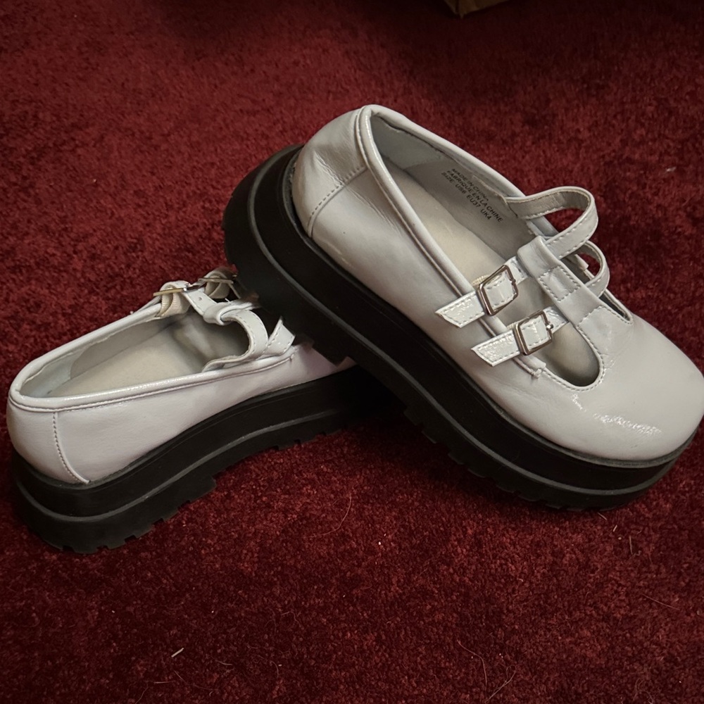 Urban Outfitters White Double Buckle Mary Jane Shoes